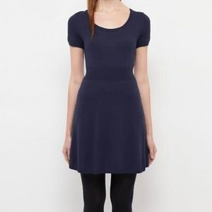 Uniqlo merino wool flare dress in navy